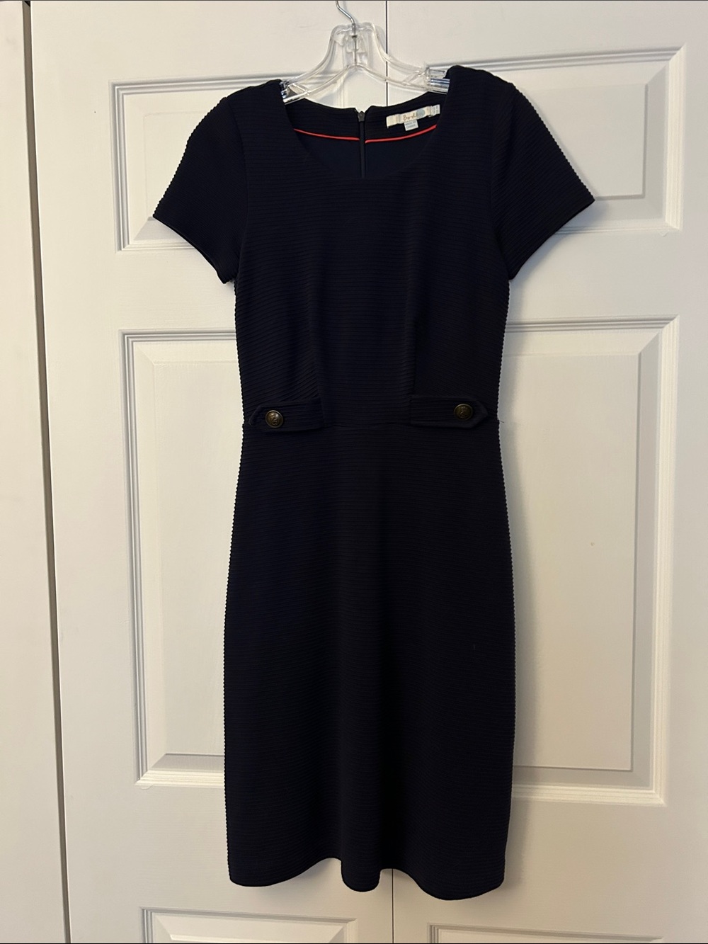 Boden Navy Short-Sleeve Midi Sheath Dress